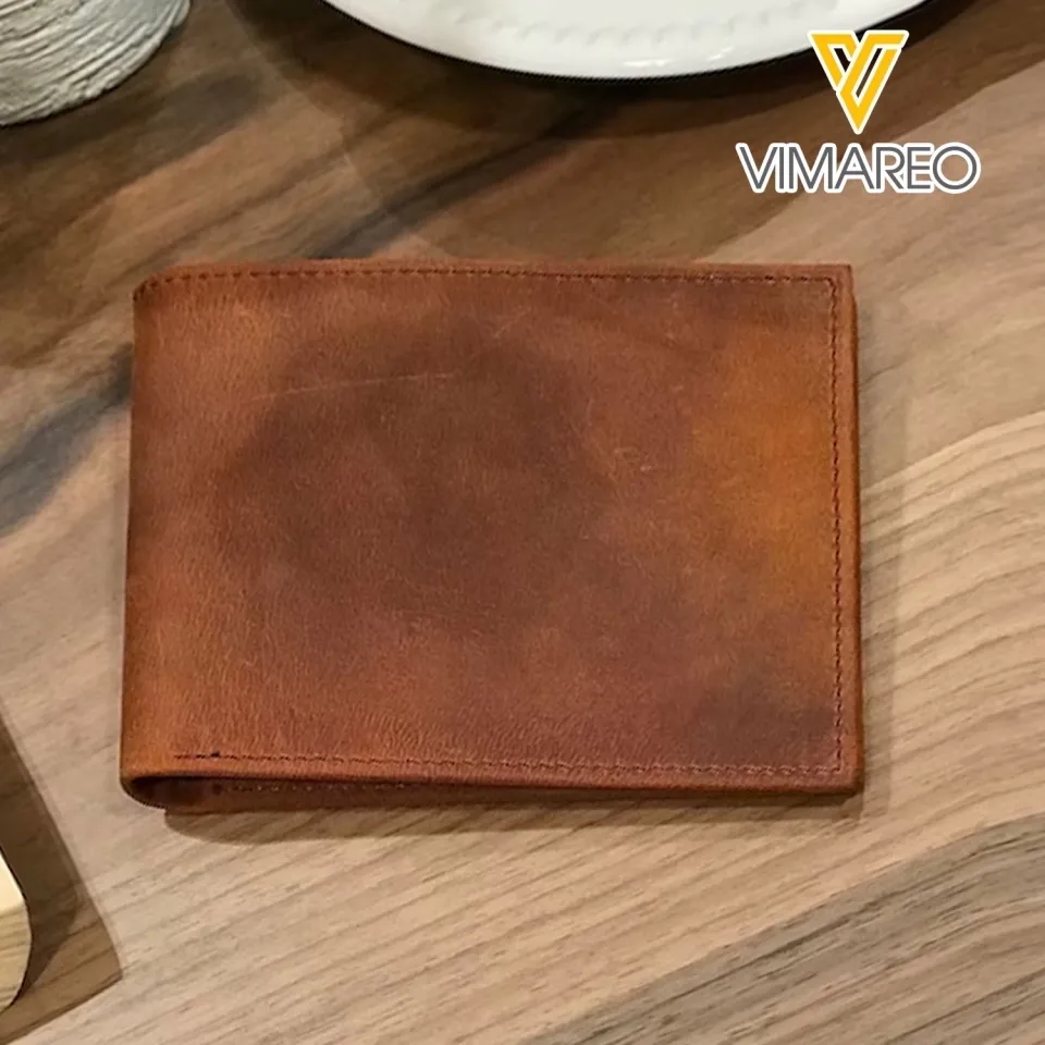 Personalized US Military Veteran Custom Name Laser Leather Wallet QTLVA1577