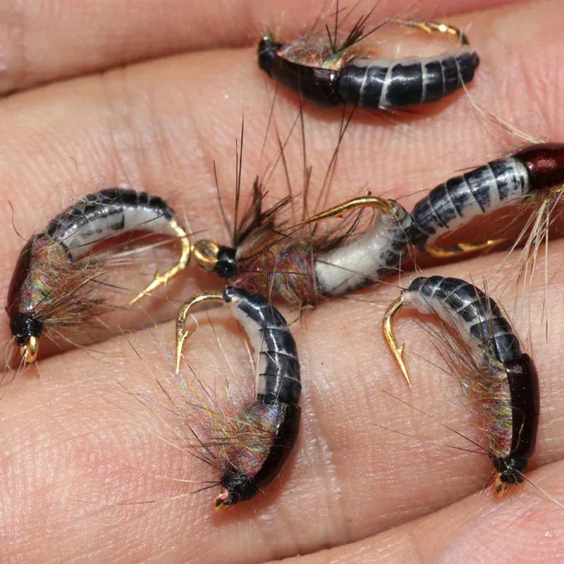 6PCS Fishing Lures Fly Deer Hair Beetle Trout Fly Fishing
