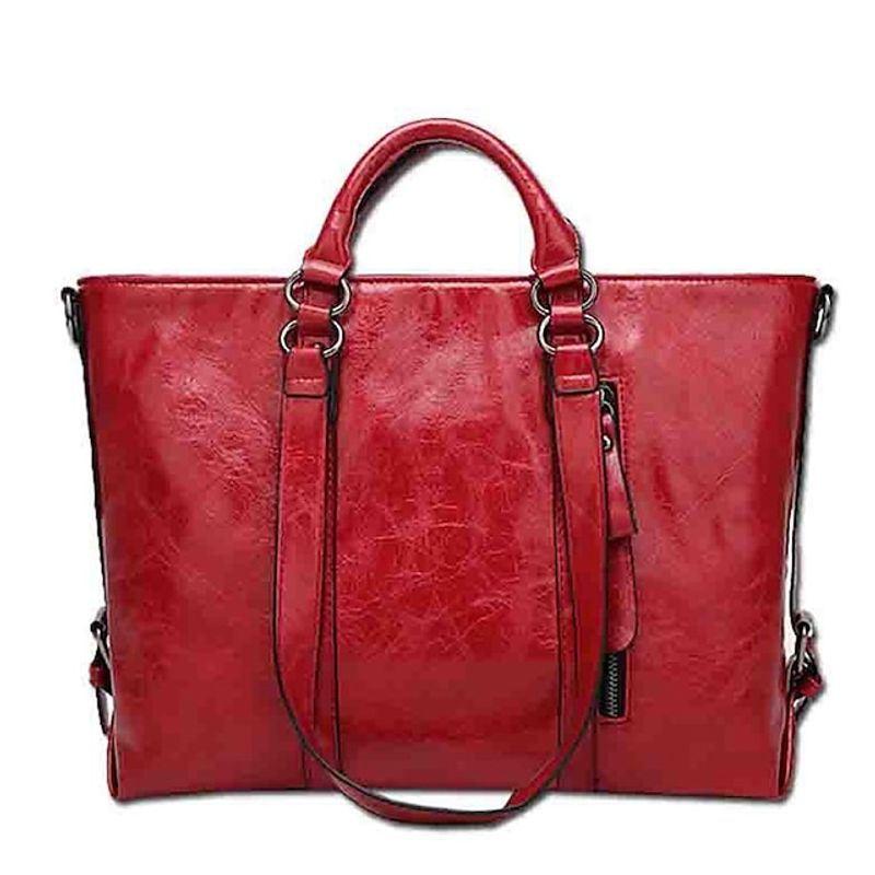 Women's Handbag Crossbody Bag Tote PU Leather Outdoor Office Shopping Zipper Large Capacity Solid Color