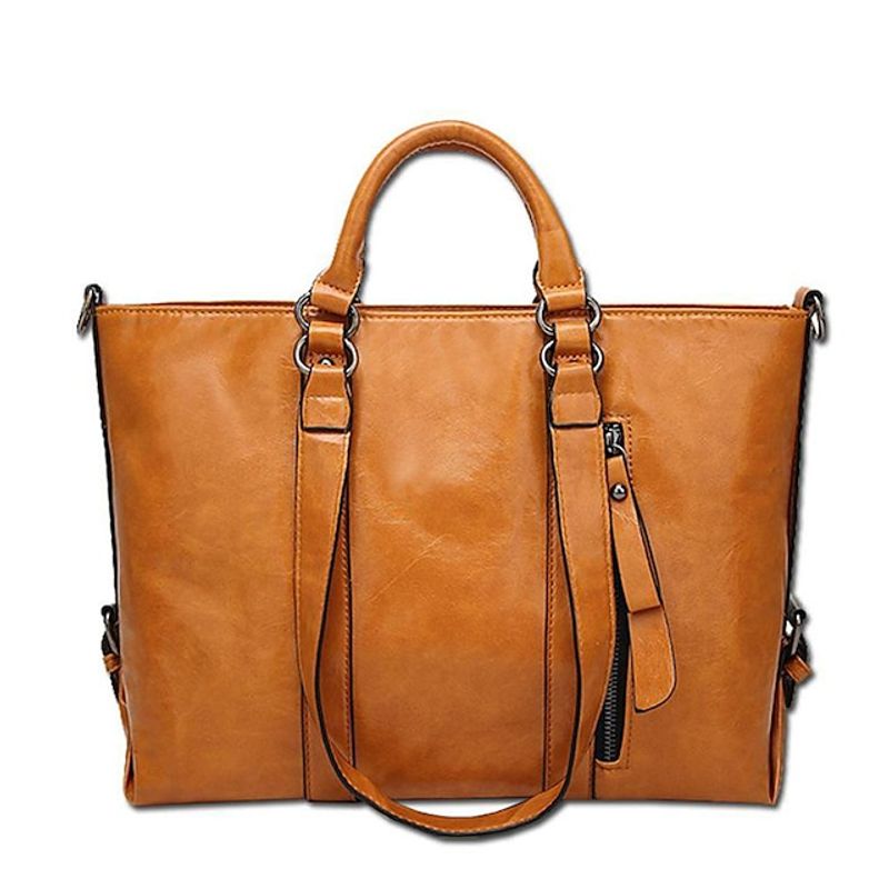 Women's Handbag Crossbody Bag Tote PU Leather Outdoor Office Shopping Zipper Large Capacity Solid Color