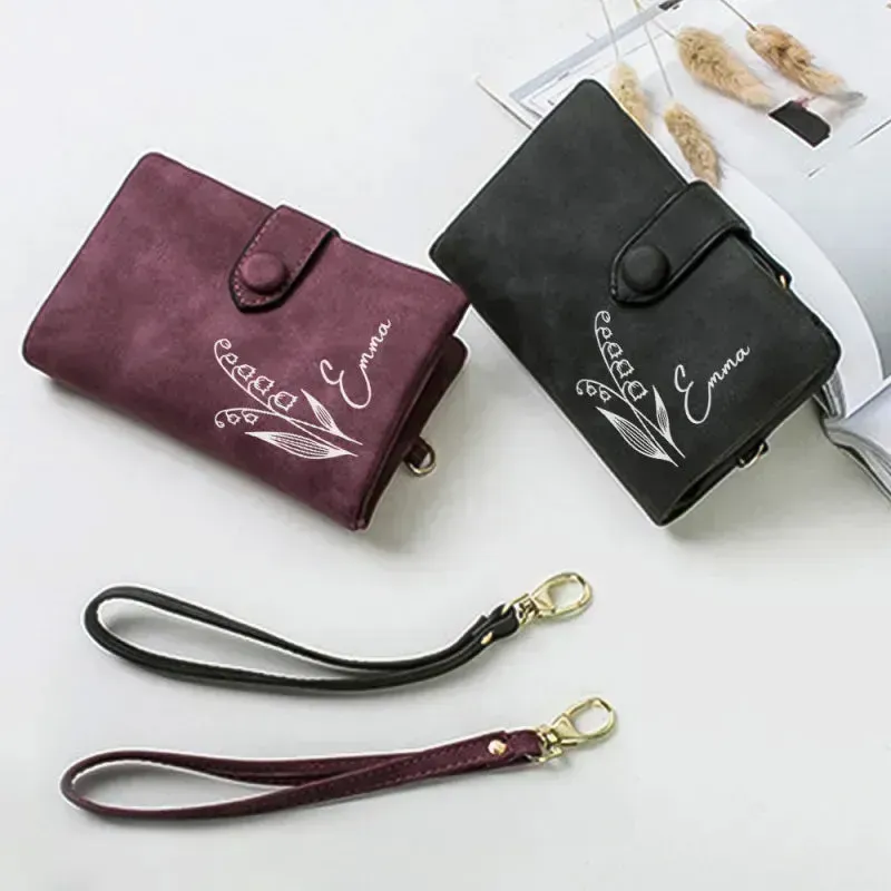 Personalised Name Birth Flower Wallet