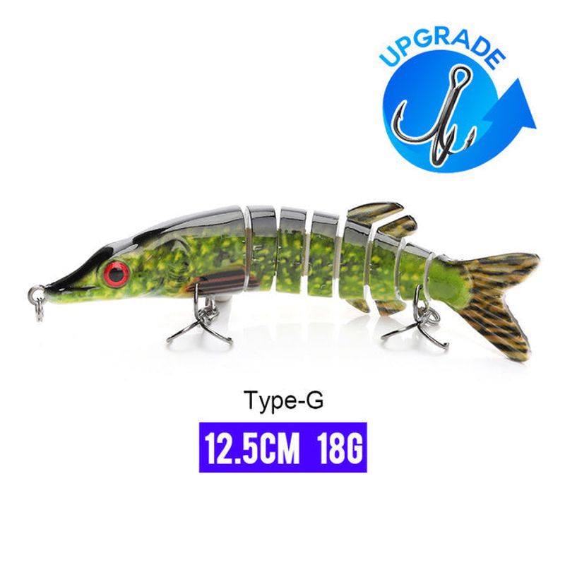 12.5cm 18g Bionic Hard Bait Wobbler Sinking Jointed Swimbait NO.6 Treble Hook 3D Eyes In River Pond Lake For Trout Pike Perch