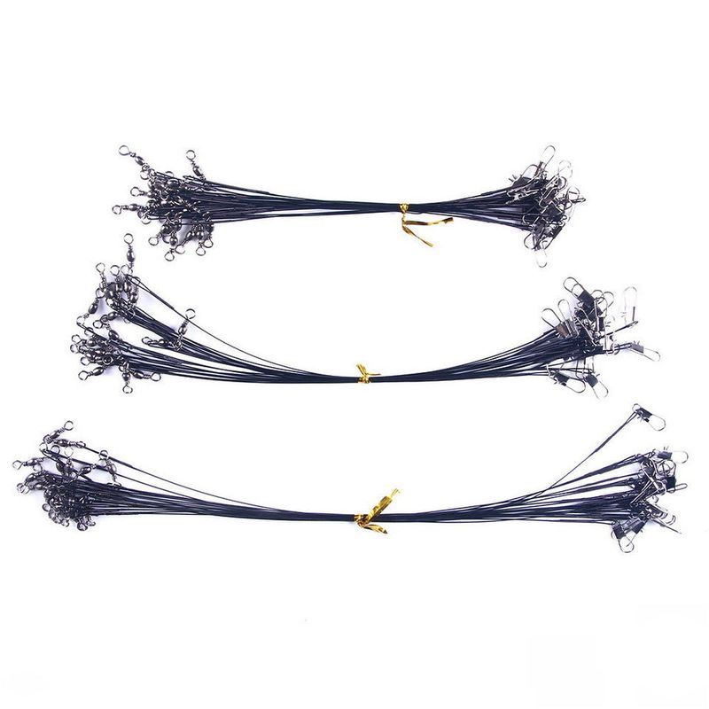 Anti Bite Steel Fishing Line Steel Wire Leader With Swivel Fishing Accessory Lead Core Leash Fishing Wire 15cm 20cm 25cm 30cm