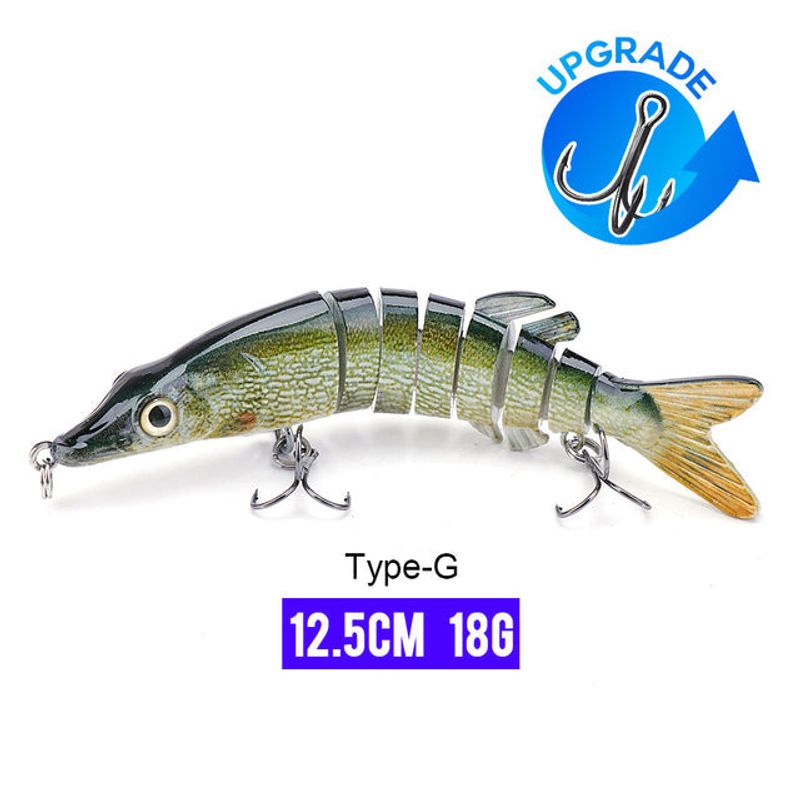 12.5cm 18g Bionic Hard Bait Wobbler Sinking Jointed Swimbait NO.6 Treble Hook 3D Eyes In River Pond Lake For Trout Pike Perch