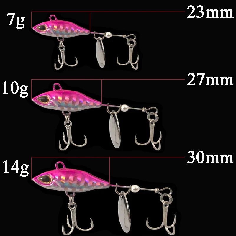 Metal Vib Fishing Lure Vortex Spinning 7g 10g 14g Rotating Sequins Freshwater Hard Bait Vibration Spinner Spoon for Pike Perch
