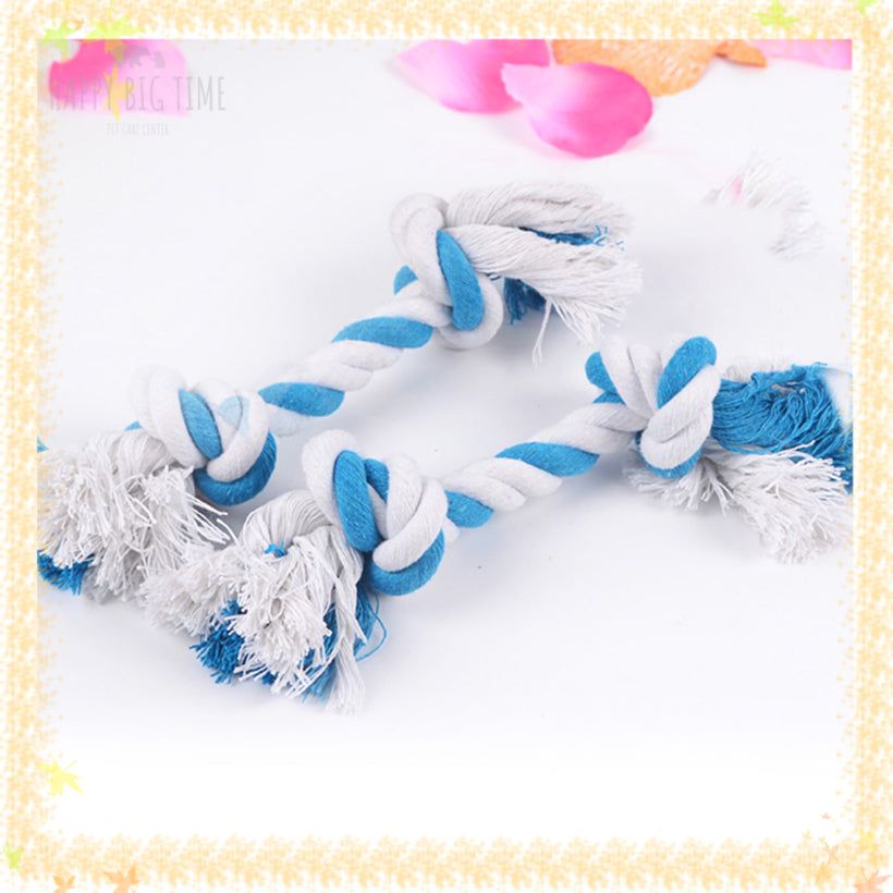 1PCS Cotton Dog Rope Toy Knot Rope Bone Puppy Teething Toys for Chew, Tug or Fetch - Color Random