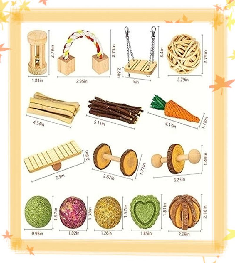 15cps Wooden  Pet  Toy Hamster Rabbit Guinea Pig Parrot Play Molar Supplies