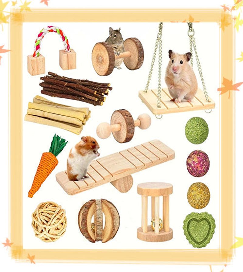 15cps Wooden  Pet  Toy Hamster Rabbit Guinea Pig Parrot Play Molar Supplies