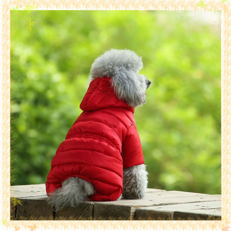 Winter Warm Down Dog Jacket Pet Dogs Costume Puppy Light-weight Four Legs Hoodie Coat Clothes For Teddy Bear Big Combinaison Ski