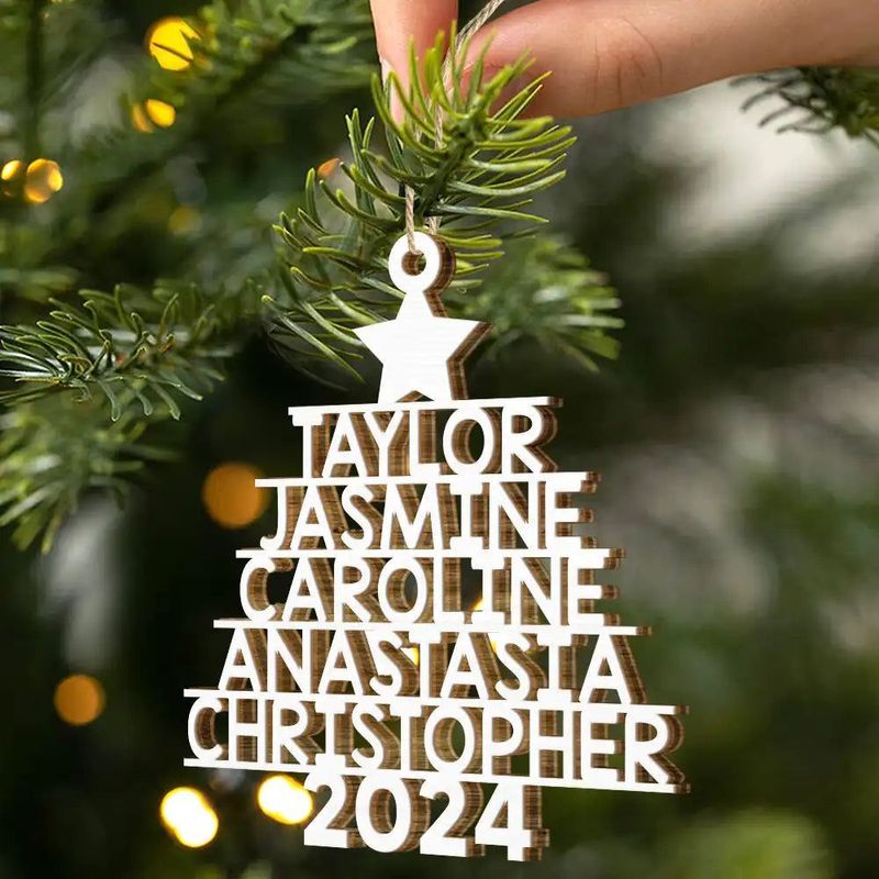 Christmas Tree Family Bestie Coworker Custom Name - Gift For Family, Coworker, Besties - Personalized Wooden Cutout Ornament  Christmas Tree Family Bestie Coworker Custom Name - Gift For Family, Coworker, Besties - Personalized Wooden Cutout Ornament