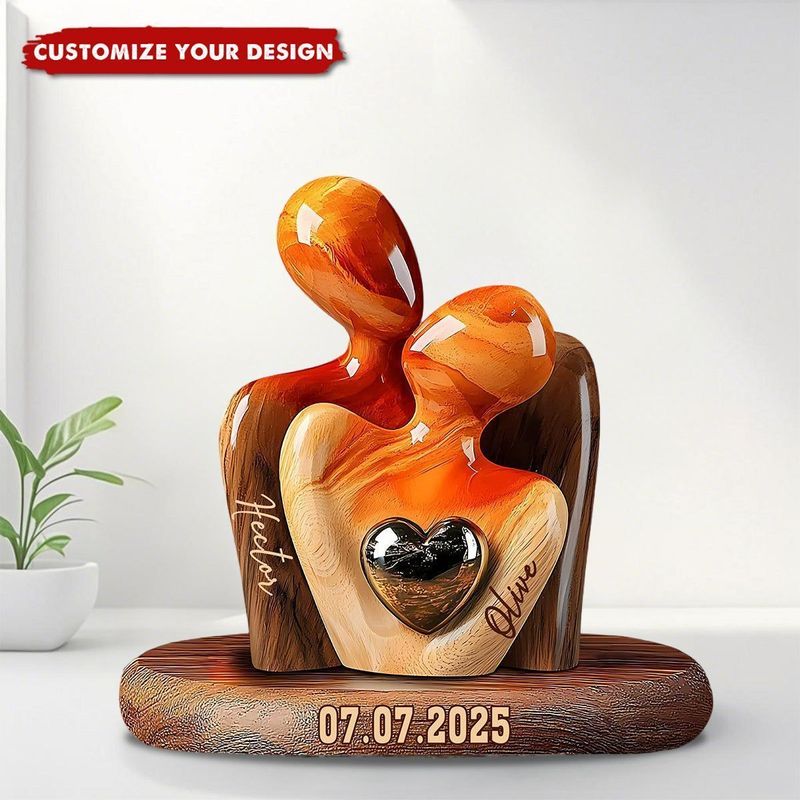 Stylish couple statue with heart inlay-personalized couple painting