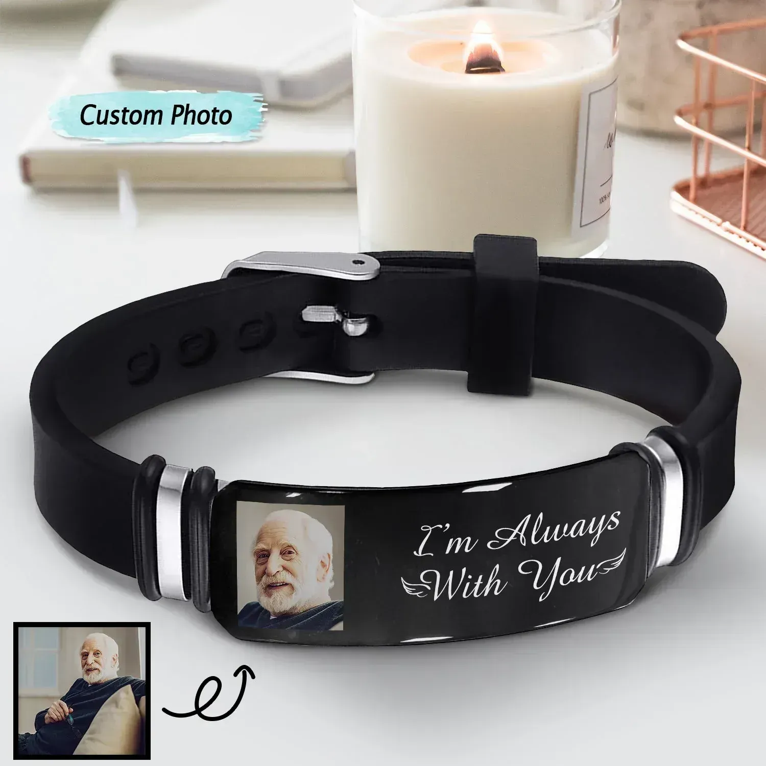 Custom photo always with you-custom souvenir bracelet-a gift of passion for family members