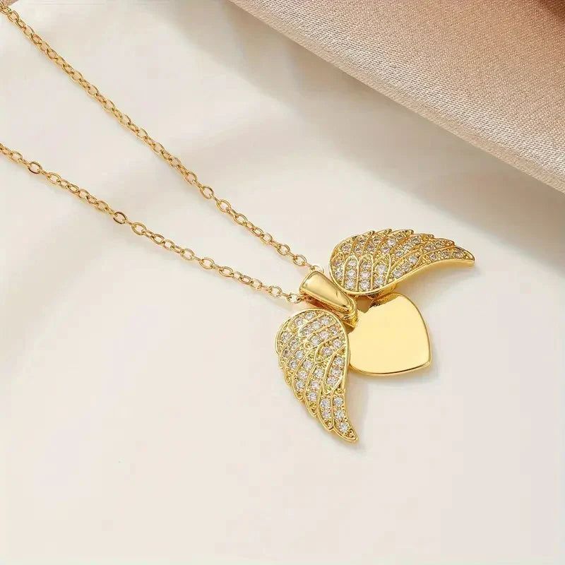 Angel wings necklace eternal guard souvenir with hidden name