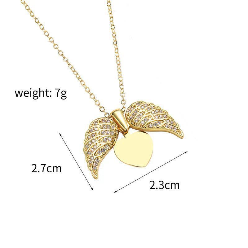 Angel wings necklace eternal guard souvenir with hidden name