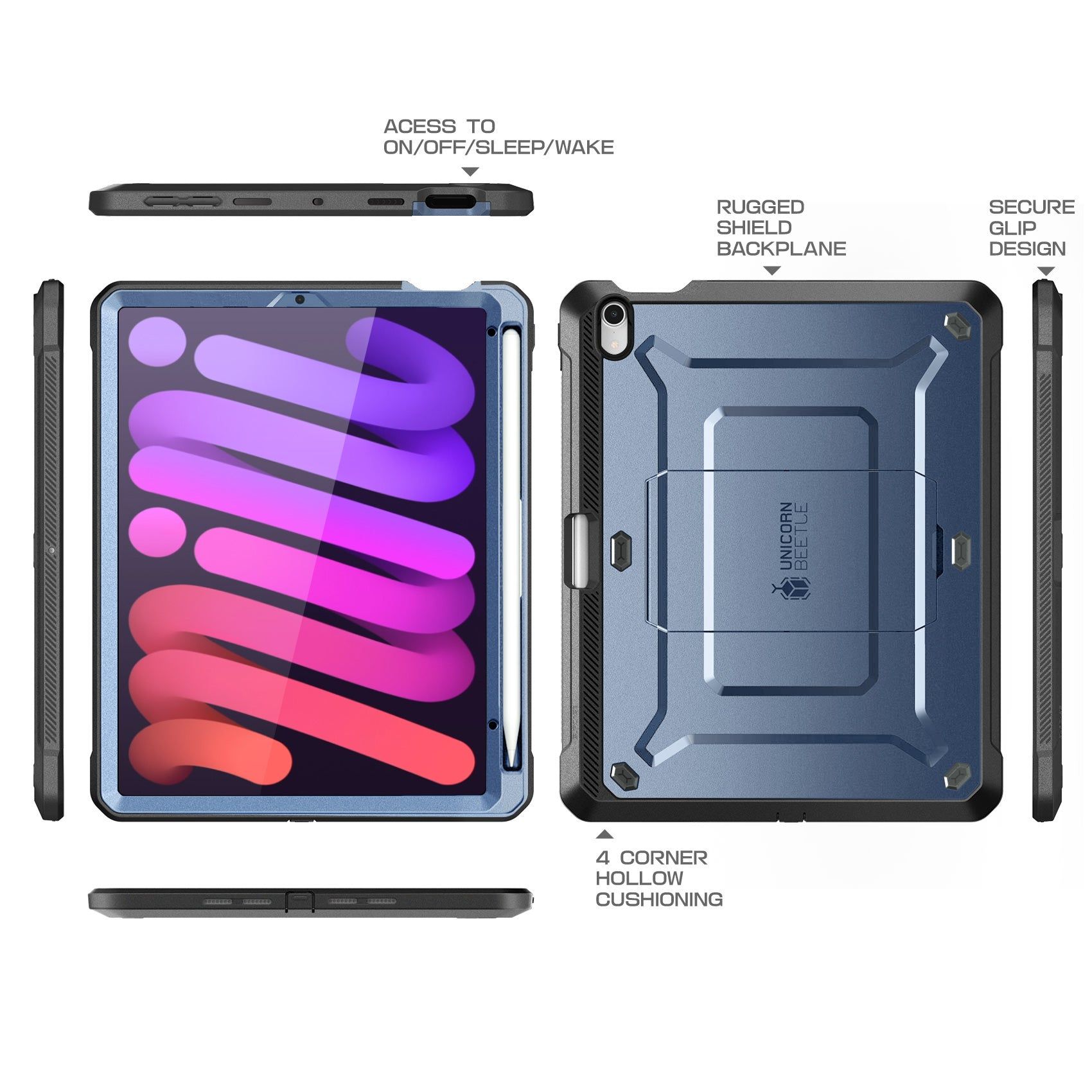 iPad mini 6 Unicorn Beetle PRO Shockproof Rugged Case-Metallic Blue