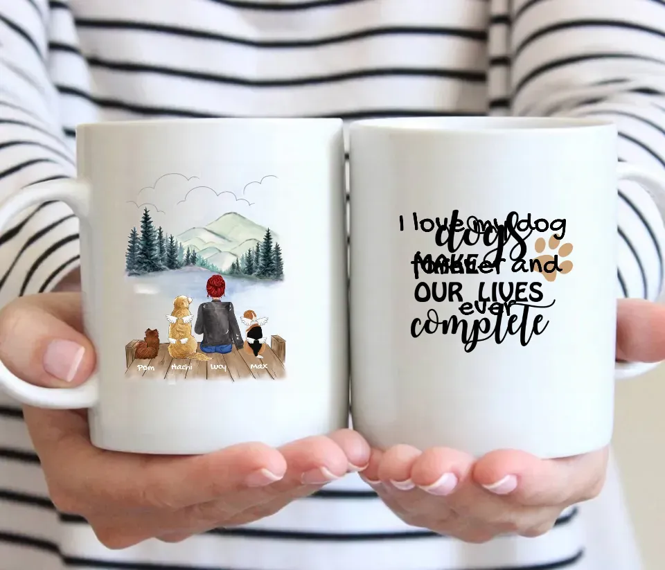Woman & Dogs  Personalized Mug